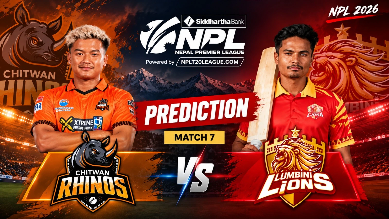 Lumbini Lions vs Chitwan Rhinos Prediction, Fantasy Tips & Dream11 Team | NPL 2026 Match 7