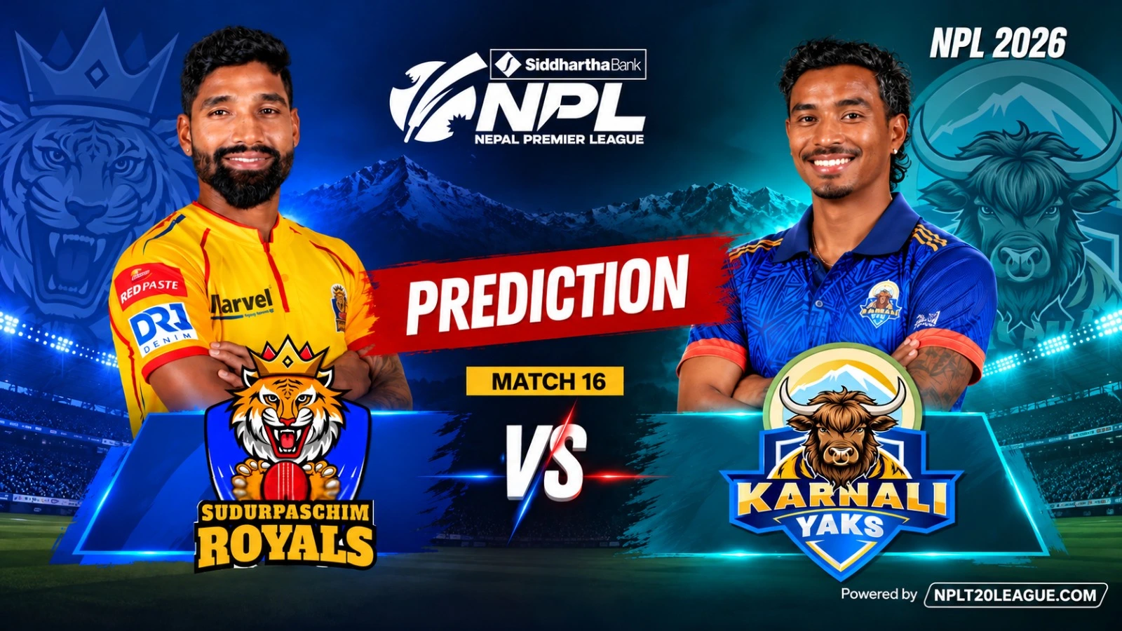 Sudurpaschim Royals vs Karnali Yaks Prediction, Fantasy Tips & Dream11 Team | NPL 2026 Match 16