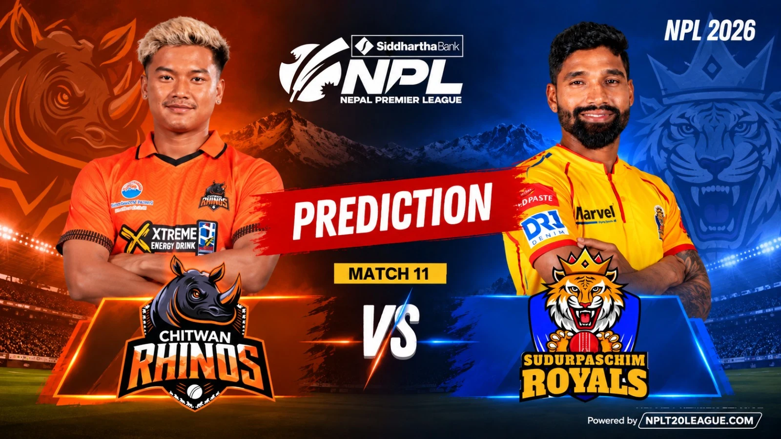 Sudurpaschim Royals vs Chitwan Rhinos Prediction, Fantasy Tips & Dream11 Team | NPL 2026 Match 11